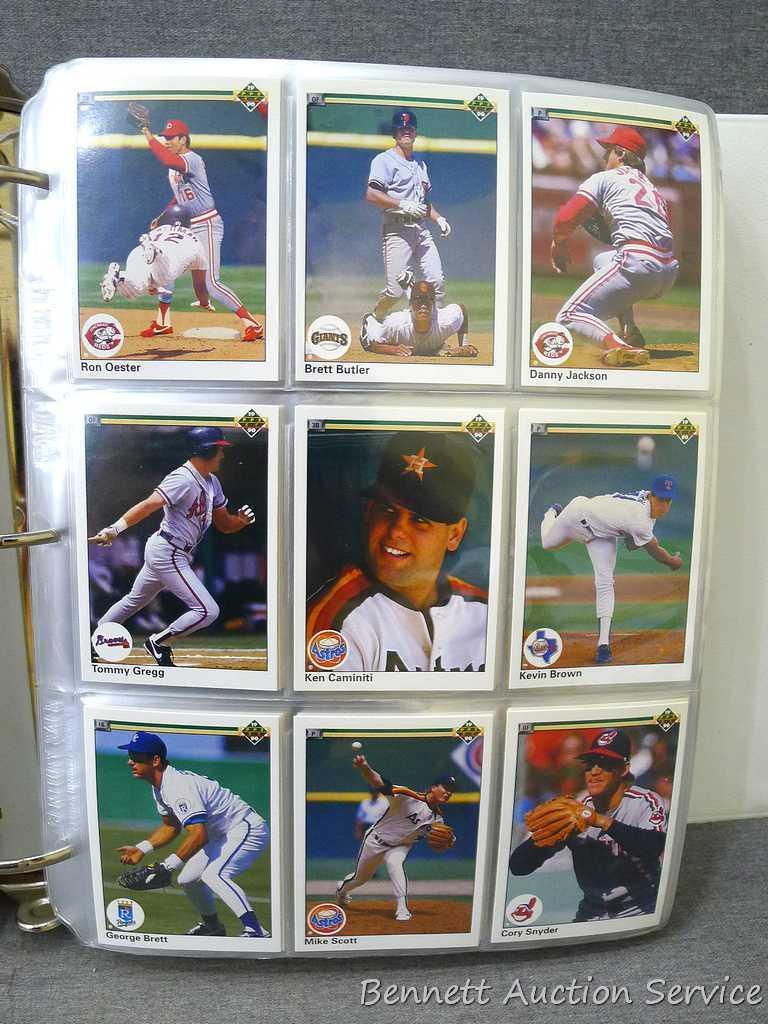 Large binder full of 1988-1990 Upper Deck and other baseball cards.