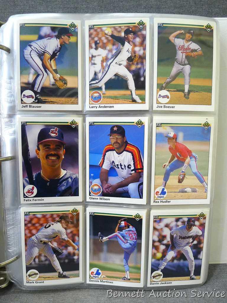 Large binder full of 1988-1990 Upper Deck and other baseball cards.