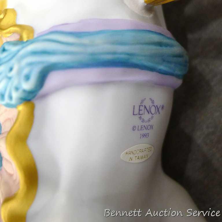 Three Lenox carousel horses including The Carousel Midnight Charger, The Seaside Carousel Horse and