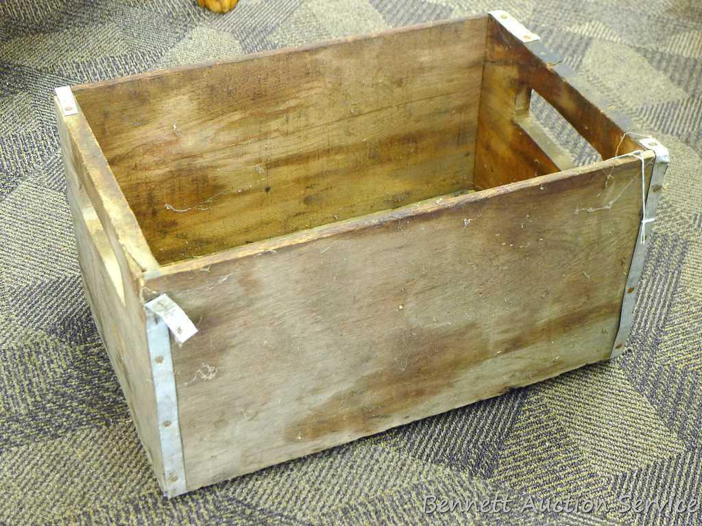 Neat old wooden crate is still sturdy and would be great for storage or display. Measures19-1/2" x