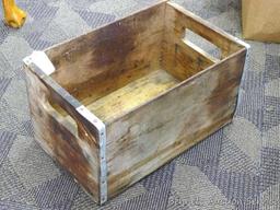 Neat old wooden crate is still sturdy and would be great for storage or display. Measures19-1/2" x