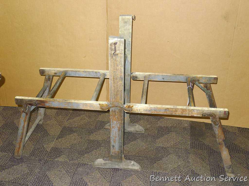 Antique Best Made ball bearing folding bench wringer washer stand is approx. 44" x 15" x 33" when