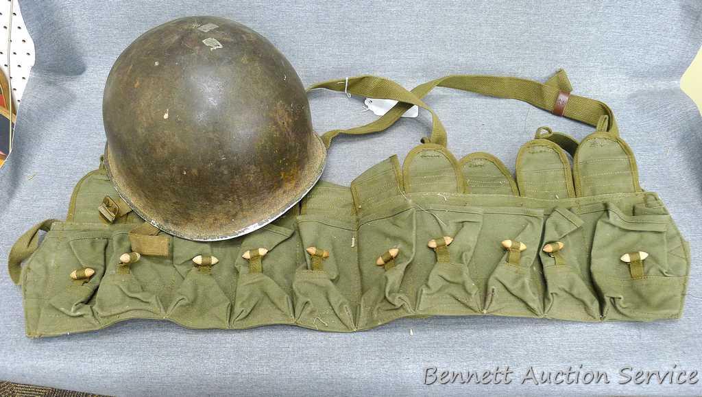 US M1 military helmet. Believed to be early WWII production because of the following: early profile
