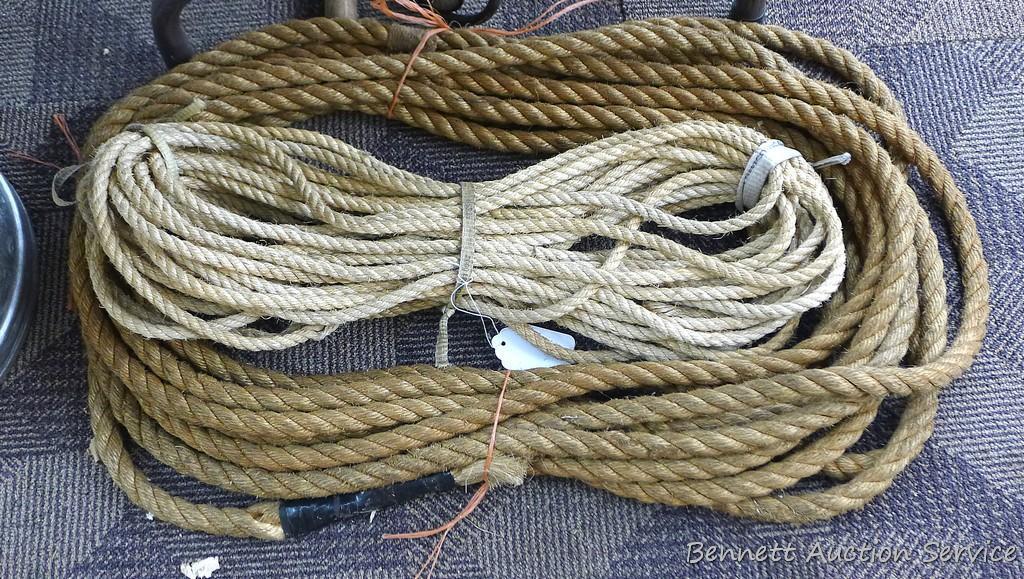 Two braided ropes, largest is 3/4". Appear in good shape.