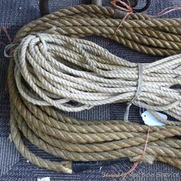 Two braided ropes, largest is 3/4". Appear in good shape.
