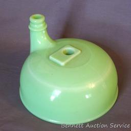 Pretty milky green glass juicer attachment as pictured. Measures 7" diameter.