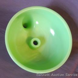 Pretty milky green glass juicer attachment as pictured. Measures 7" diameter.