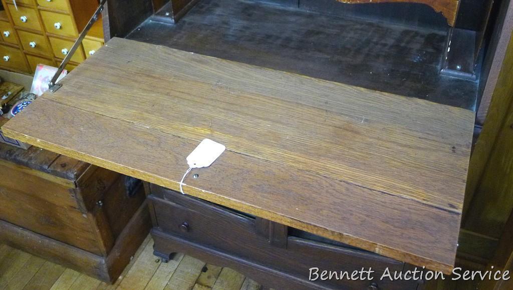 Beautiful secretary desk, looks like it was refinished, mirror, doors and other trim need to be