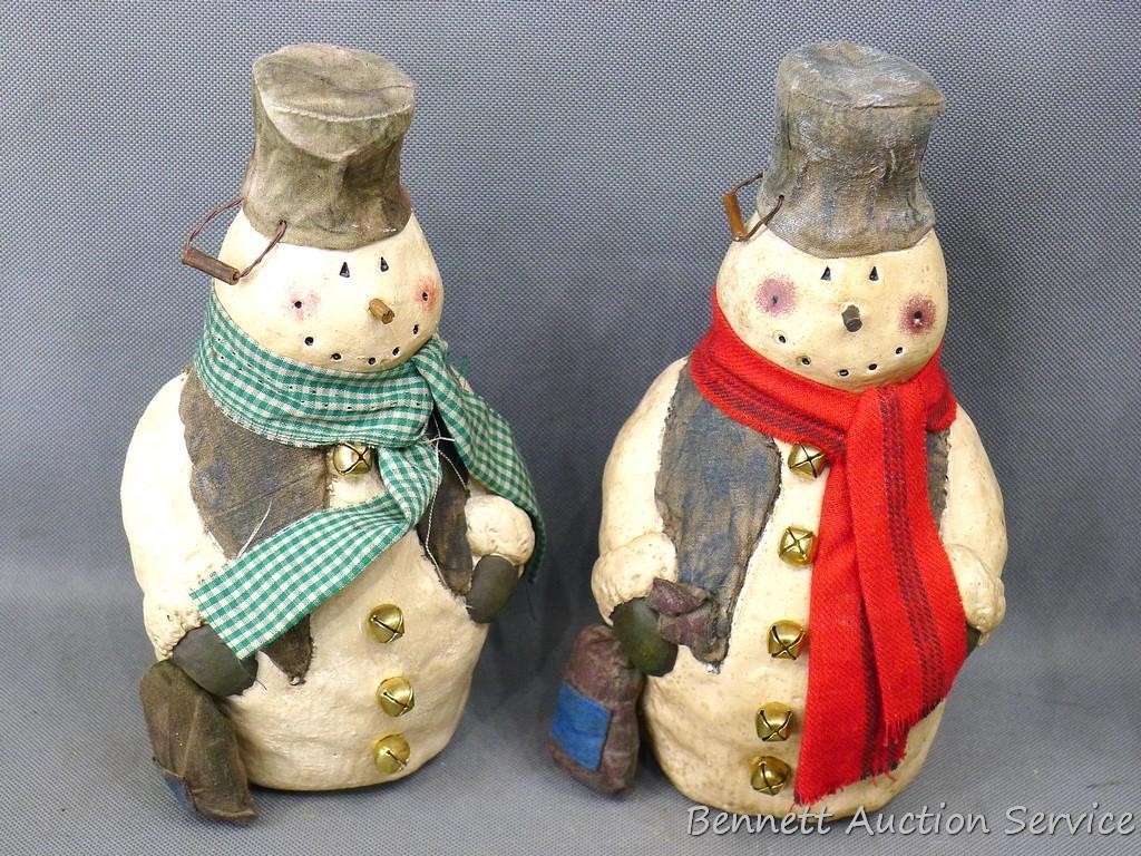 Five adorable snowman figurines, tallest is 10".