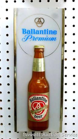 Interesting Ballantine beer lighted sign, 5-1/2" w x 2-1/2" d x 14" l. Light works.