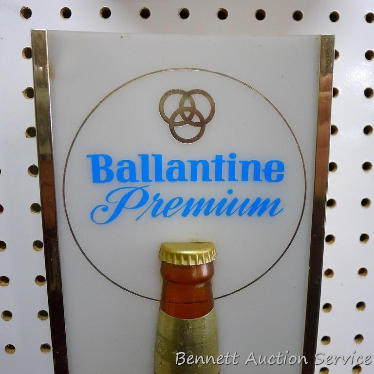 Interesting Ballantine beer lighted sign, 5-1/2" w x 2-1/2" d x 14" l. Light works.