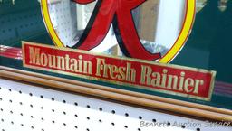 Mountain Fresh Rainier framed mirror, 20" x 14". Has some yellow coloring by R, see pictures.