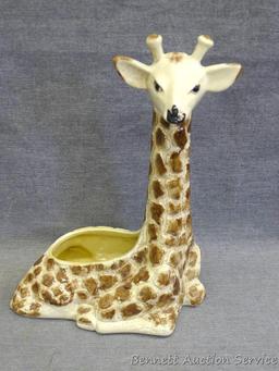 Red Wing giraffe planter stands 11-1/2" tall and is marked on bottom 'Red Wing USA 896'. No chips or