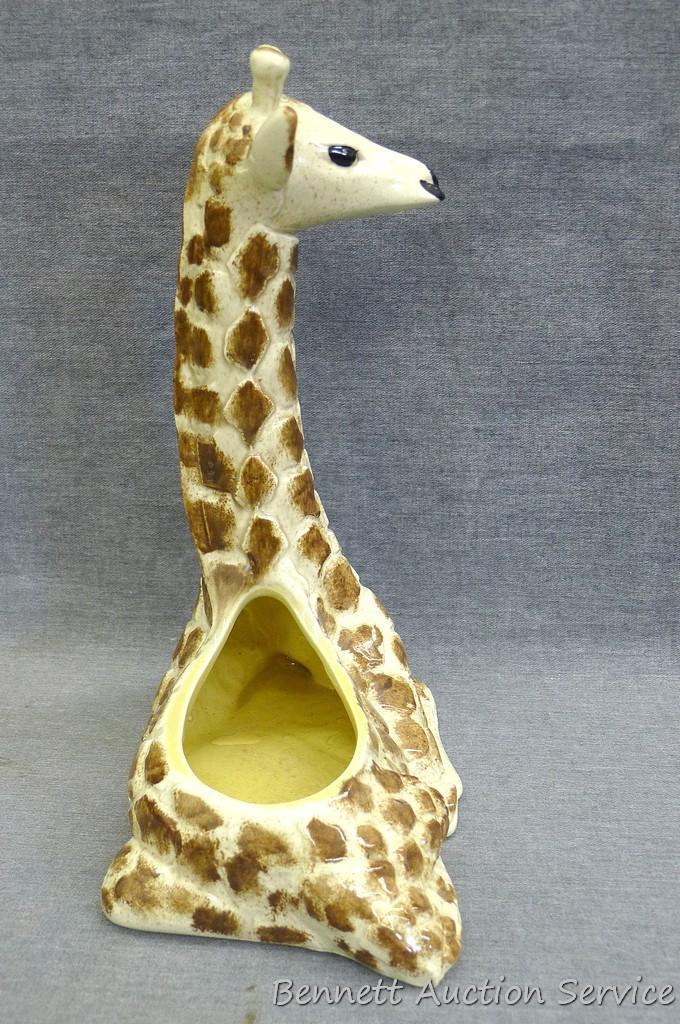 Red Wing giraffe planter stands 11-1/2" tall and is marked on bottom 'Red Wing USA 896'. No chips or