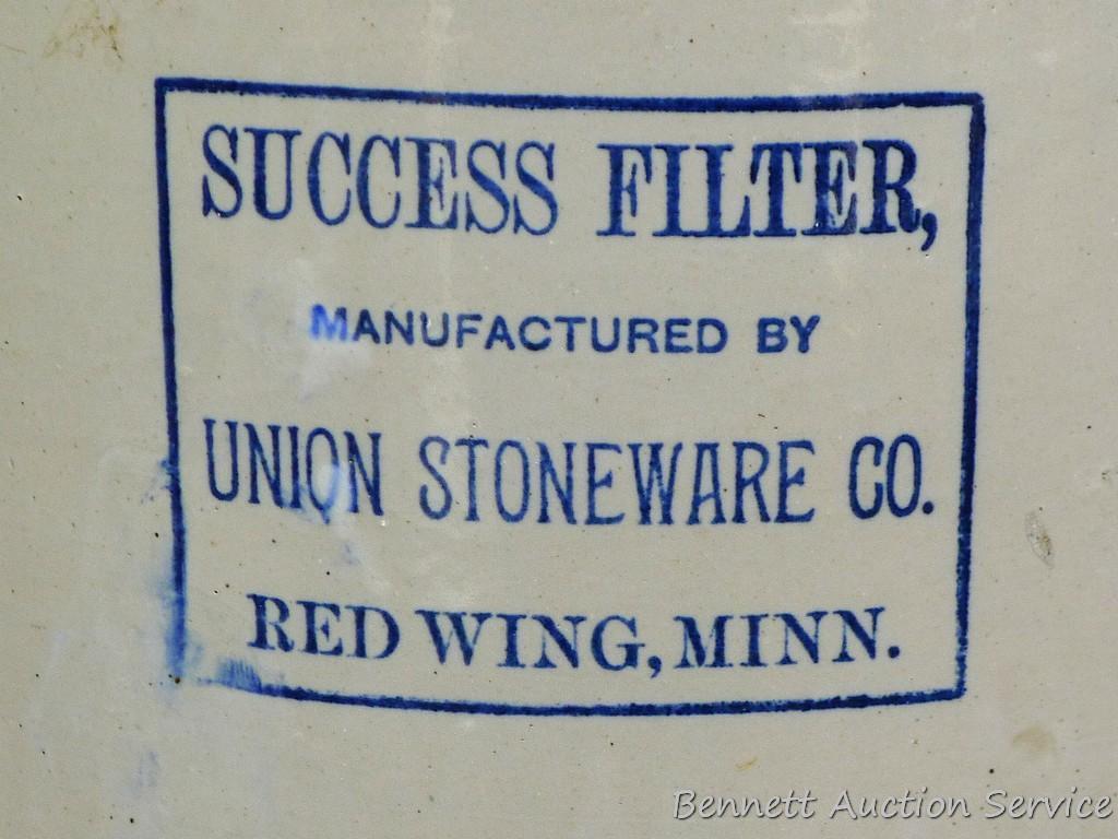 Two piece stoneware Success Filter, Manufactured by Union Stoneware Co., Red Wing, Minn. Top piece