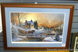 Nicely framed and matted Terry Redlin print is titled "Heading Home, Best Friends and Their Pets