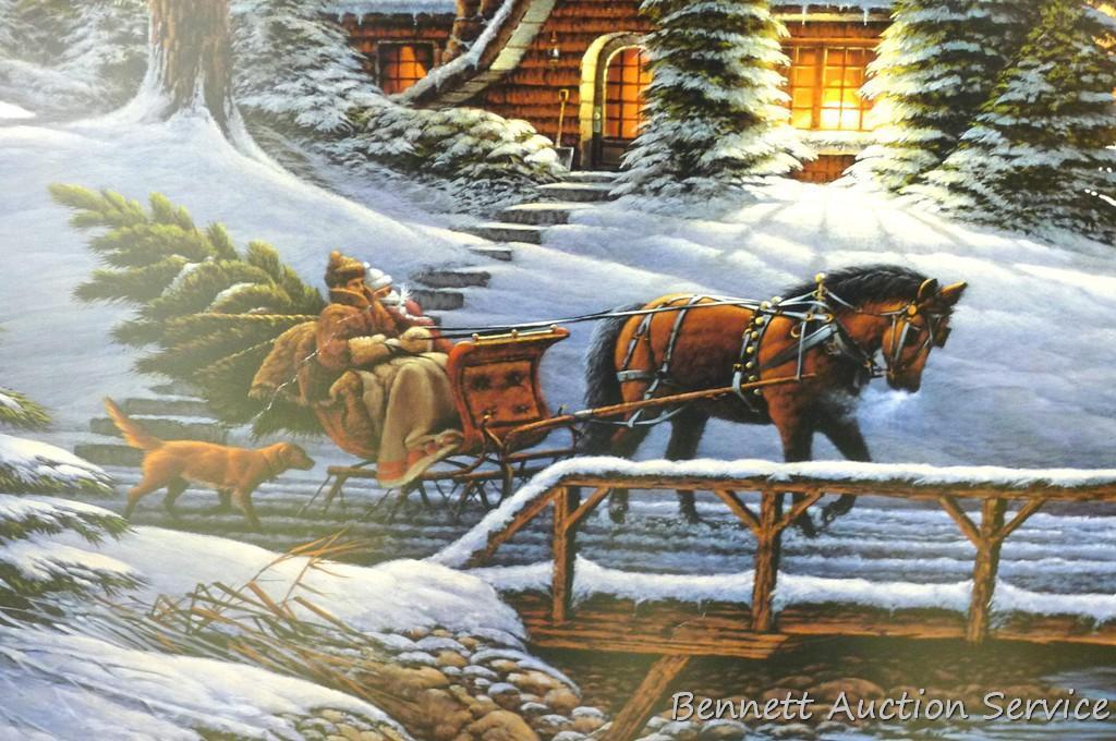 Nicely framed and matted Terry Redlin print is titled "Heading Home, Best Friends and Their Pets