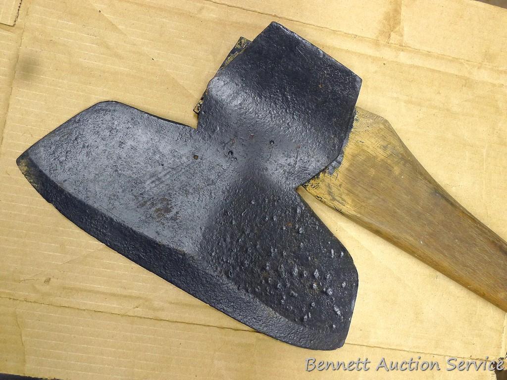 Left handed broad axe 36" long. Blade is 11-1/2".