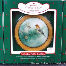 Hallmark Collector's Series bird ornaments are about 3" wide. From the Holiday Wildlife Series..