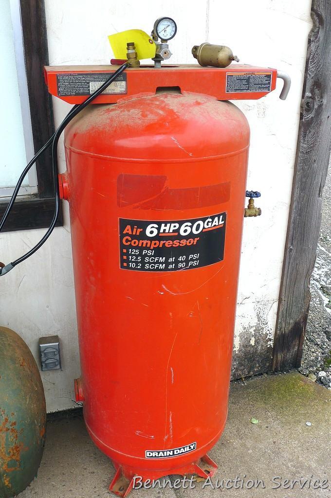 60 gallon vertical air compressor tank is about 24" x 21" x 54" tall.