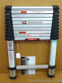 Telesteps Type 1 telescopic ladder Model 1400T, 250 lb working load, 10-1/2' open. Collapses to 28"