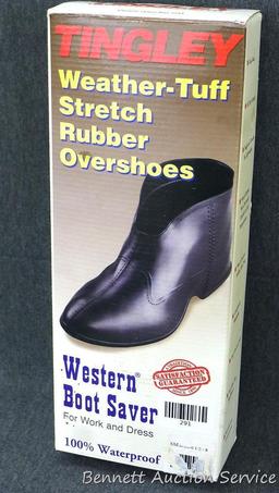 Tingley Weather-Tuff stretch rubber overshoes fit sizes 6-1/2 -8, appear new.