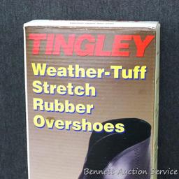 Tingley Weather-Tuff stretch rubber overshoes fit sizes 6-1/2 -8, appear new.