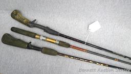 3 Graphite fishing rods, longest is 70", eyelets look good.