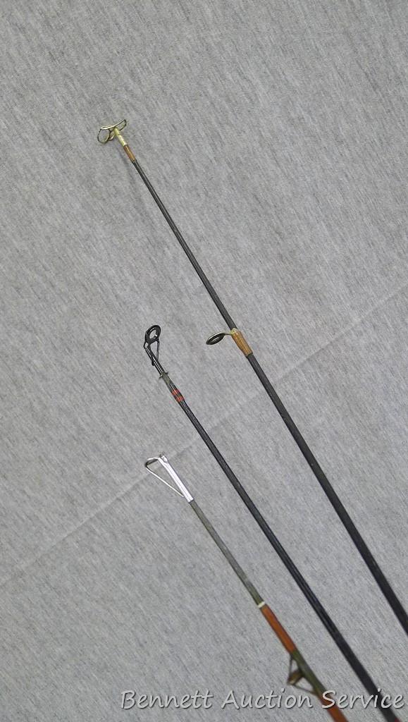 3 Graphite fishing rods, longest is 70", eyelets look good.