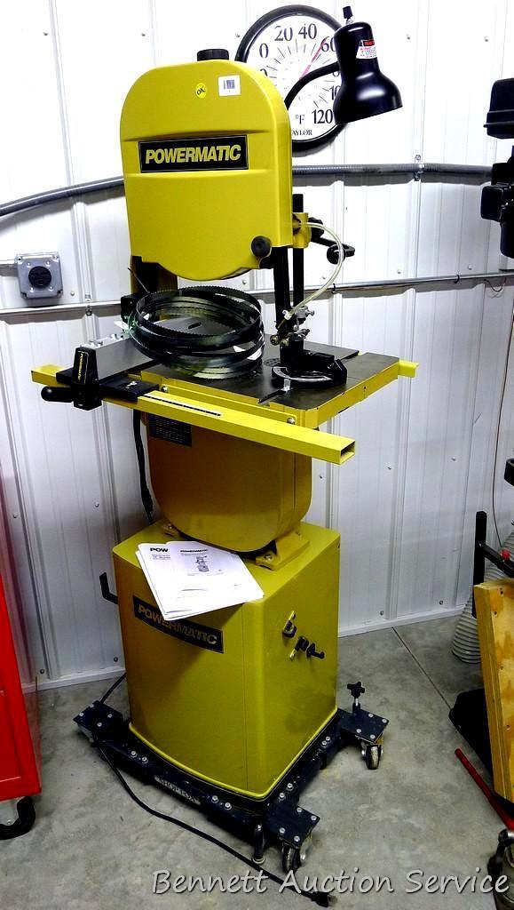 Powermatic 14" bandsaw. Model PWBS-14. Motor is 1-1/2 HP. Has quick blade release, dust blower,