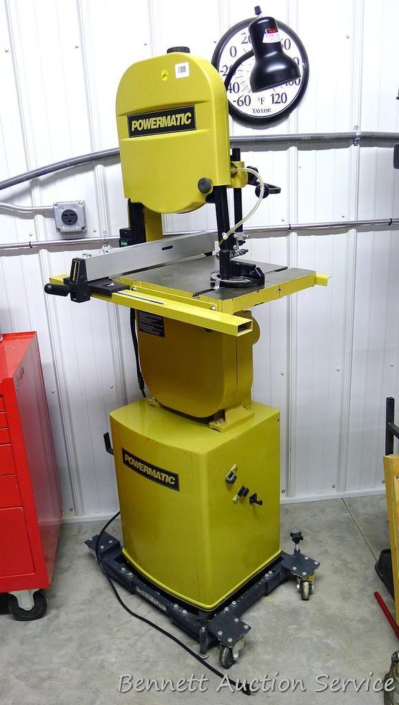 Powermatic 14" bandsaw. Model PWBS-14. Motor is 1-1/2 HP. Has quick blade release, dust blower,