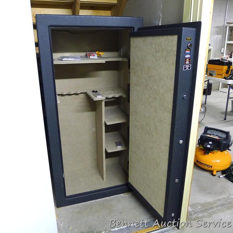 Fortress Security digital gun safe by Heritage Safe Co. has a Sargent & Greenleaf Model 6120 lock.