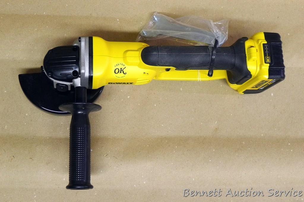 DeWalt 20v Max 4-1/2"/5" grinder is Model DCG412. Comes with battery. Works.