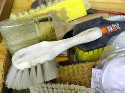 Scrub brushes; paint brushes; dust masks and more. Largest paint brush is 4" NIIP.