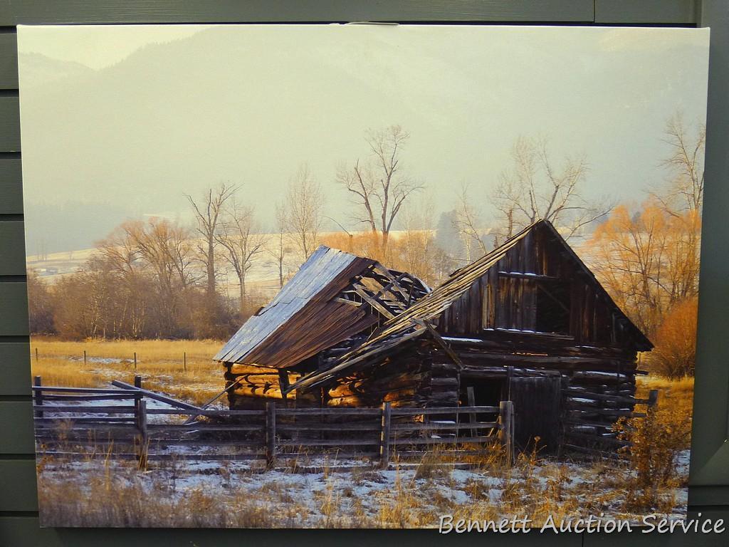 Stretched canvas print is 32" x 24" and appears in good condition.