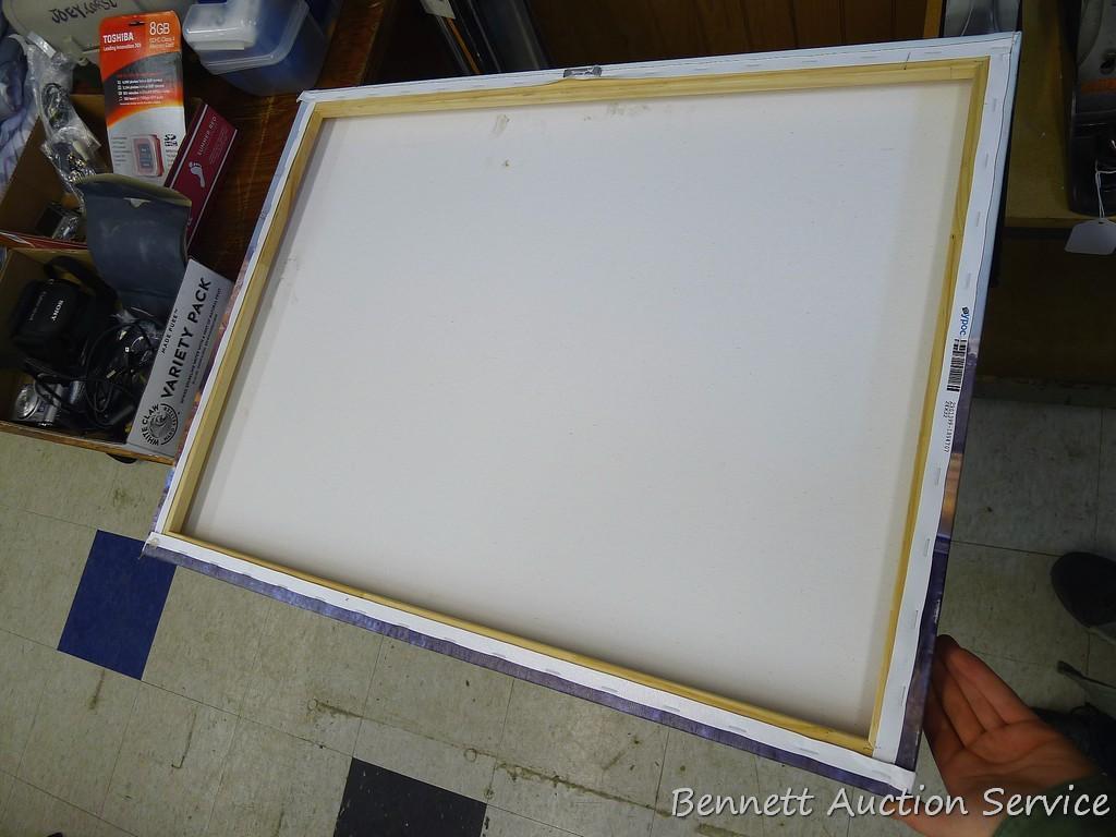 Stretched canvas print is 32" x 24" and appears in good condition.