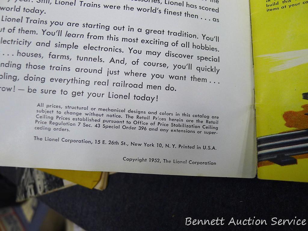 Lionel train instruction books for assembling and operating, copyrights of 1951 and 1952.