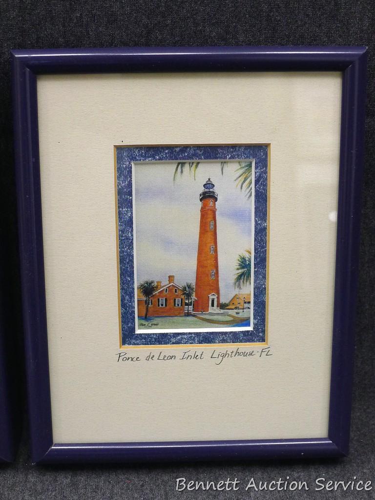 Lighthouse themed mirror, pictures, and posters. Posters are 13" x 17" overall. See pictures.