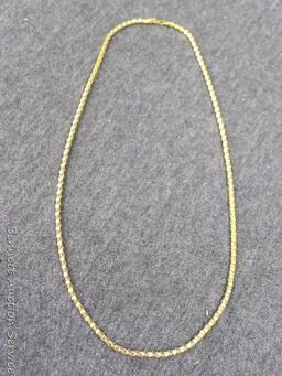 Michael Anthony necklace measures 20" open, clasp is marked 14K.