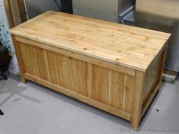 Very nice handmade cedar chest is 42" wide x 19-1/2" x 19-1/2" high.