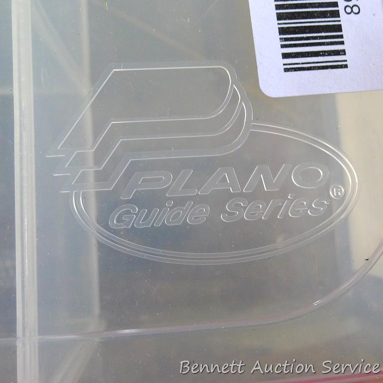 Two new Plano ProLatch StowAway fishing tackle organizers, plus two more similar. 14" wide.