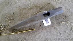 Antique forged spike hammer head is 13" long.