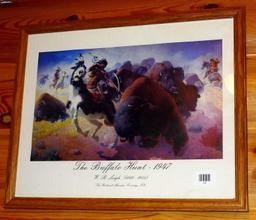 Framed print 'The Buffalo Hunt - 1947' by W.R. Leigh (1866-1955) The Rockwell Museum, Corning, NY.