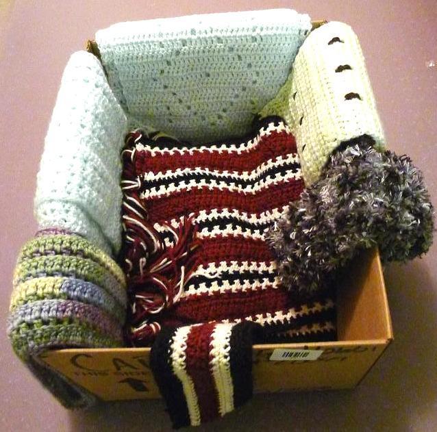 Crocheted throws or scarves, runner up to 10'.