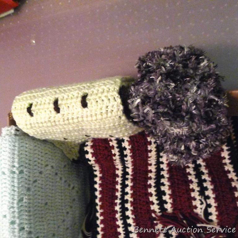 Crocheted throws or scarves, runner up to 10'.