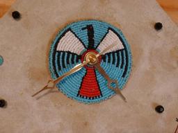 Native American clock made from a piece of shale or limestone, 14". May need a battery.