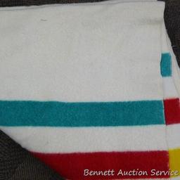 Hudson's Bay Point Blanket 100 % wool is 80" x 66" in nice condition.