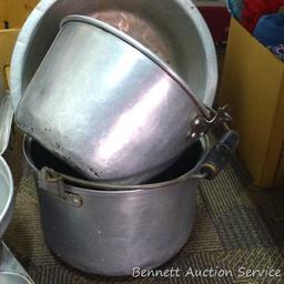 Roasters, strainer, muffin tins, pots, more. Box is 21" long.