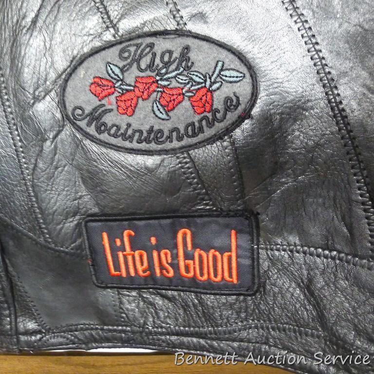 Genuine leather Diamond Plate women's bikers vest is size 2XL. Vest is in good condition with