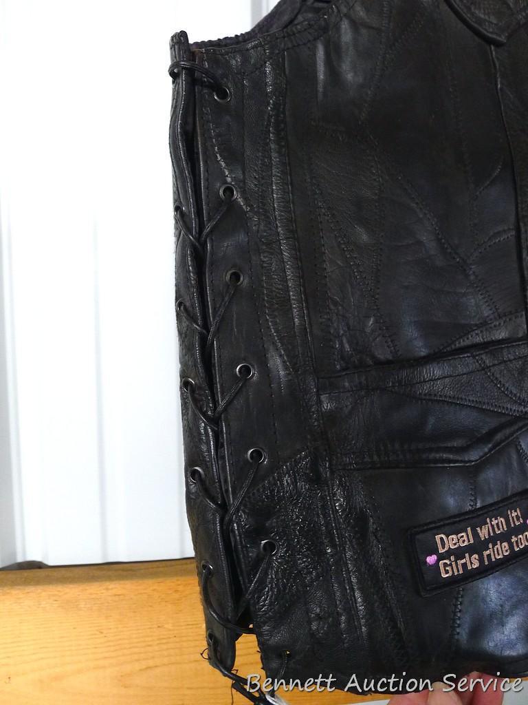 Genuine leather Diamond Plate women's bikers vest is size 2XL. Vest is in good condition with